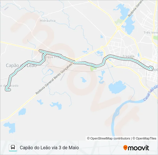 P702 CAPÃO DO LEÃO VIA 3 DE MAIO Bus Line Map