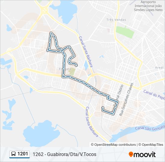 Mapa da linha 1201 de ônibus