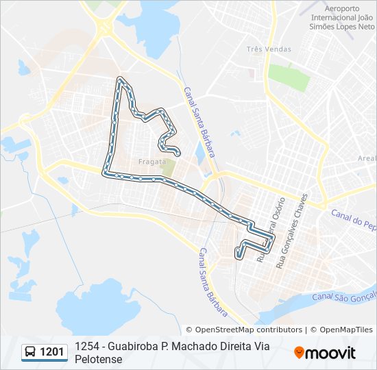 Mapa da linha 1201 de ônibus