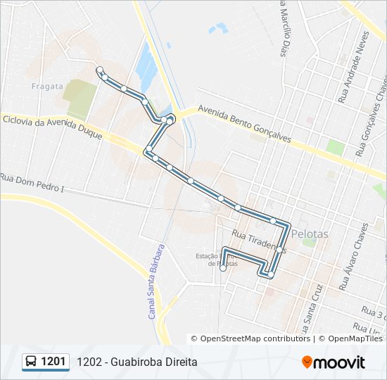 Mapa da linha 1201 de ônibus