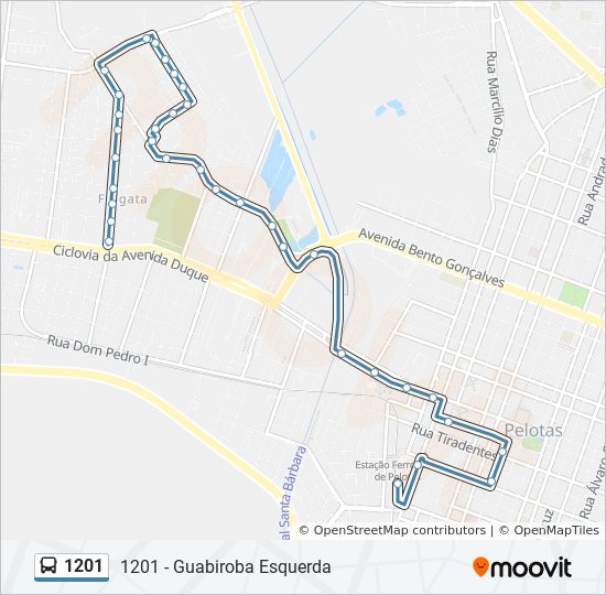 Mapa da linha 1201 de ônibus