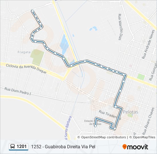 Mapa da linha 1201 de ônibus