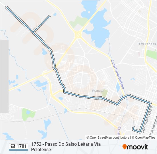 Mapa da linha 1701 de ônibus