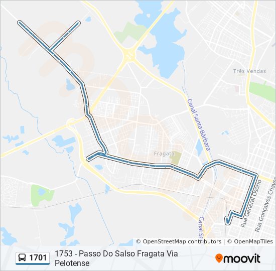 Mapa da linha 1701 de ônibus