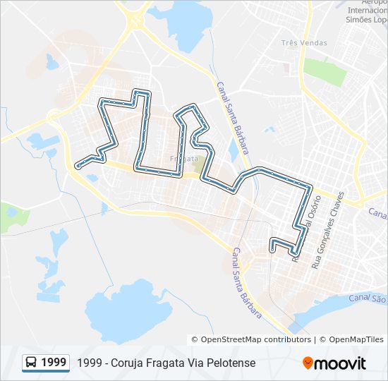 Mapa da linha 1999 de ônibus