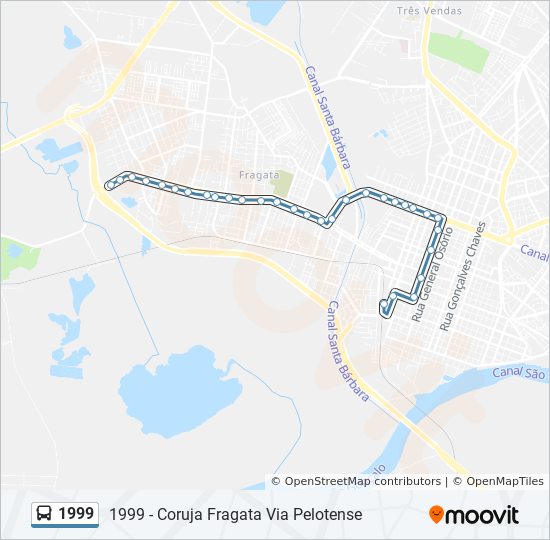 Mapa da linha 1999 de ônibus