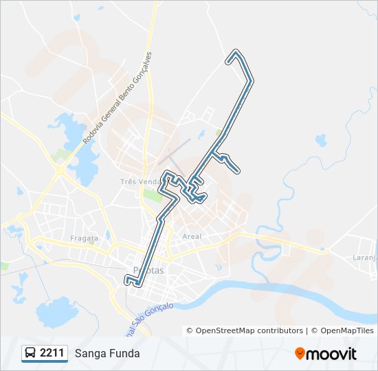 Mapa da linha 2211 de ônibus