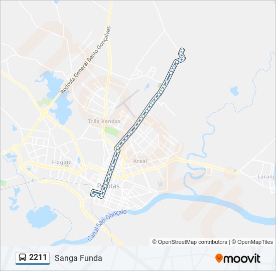 Mapa da linha 2211 de ônibus