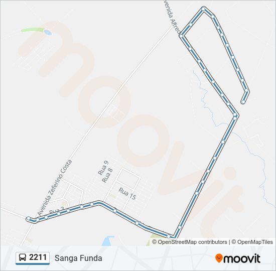 Mapa da linha 2211 de ônibus