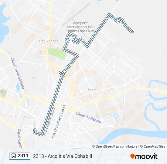 Mapa da linha 2311 de ônibus