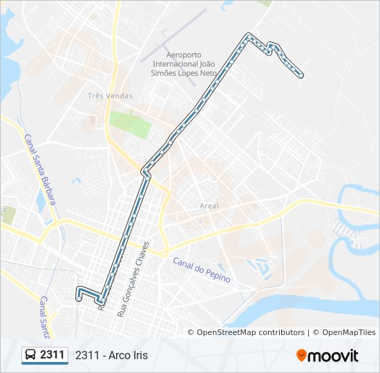 Mapa da linha 2311 de ônibus