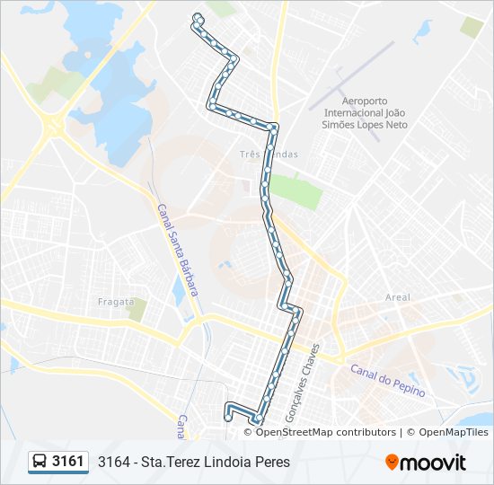 Mapa da linha 3161 de ônibus