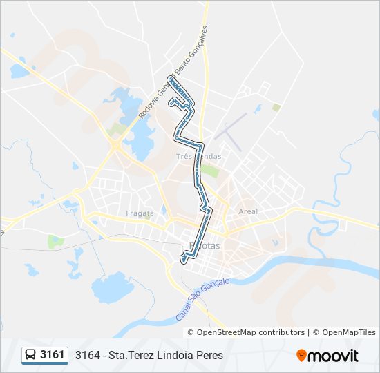 Mapa da linha 3161 de ônibus