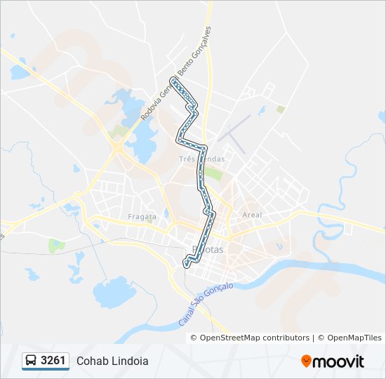 Mapa da linha 3261 de ônibus