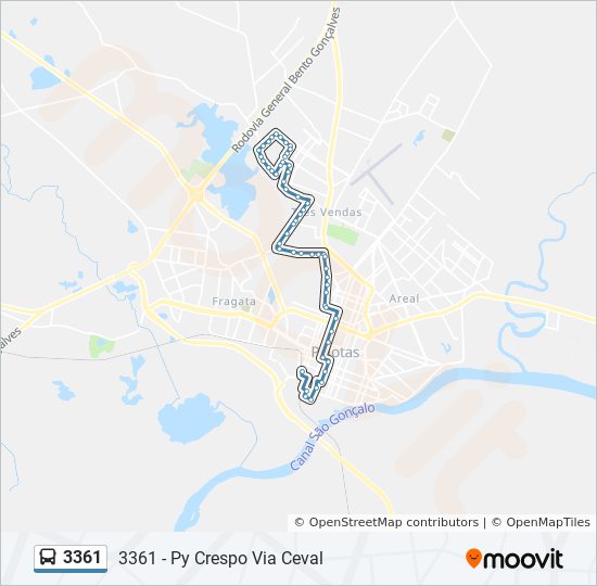 Mapa da linha 3361 de ônibus