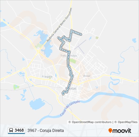Mapa da linha 3468 de ônibus