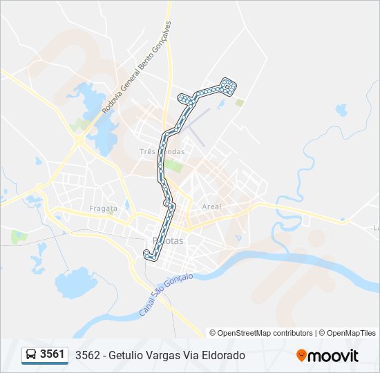 Mapa da linha 3561 de ônibus