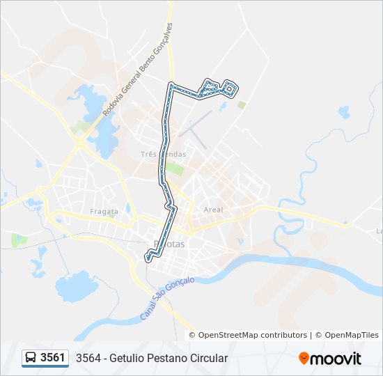 Mapa da linha 3561 de ônibus