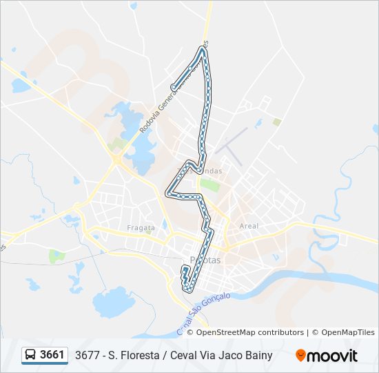 Mapa da linha 3661 de ônibus