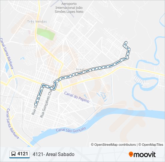 Mapa da linha 4121 de ônibus
