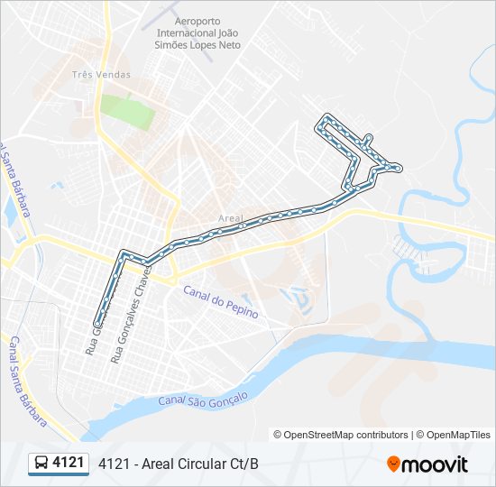 Mapa da linha 4121 de ônibus