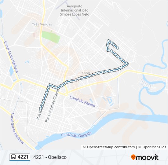 Mapa da linha 4221 de ônibus