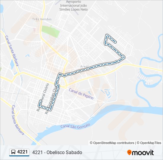 Mapa da linha 4221 de ônibus