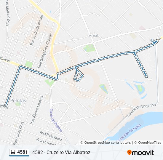 Mapa da linha 4581 de ônibus
