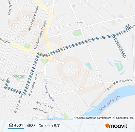 Mapa da linha 4581 de ônibus