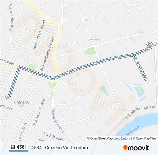 Mapa da linha 4581 de ônibus