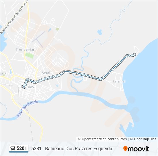 Mapa da linha 5281 de ônibus