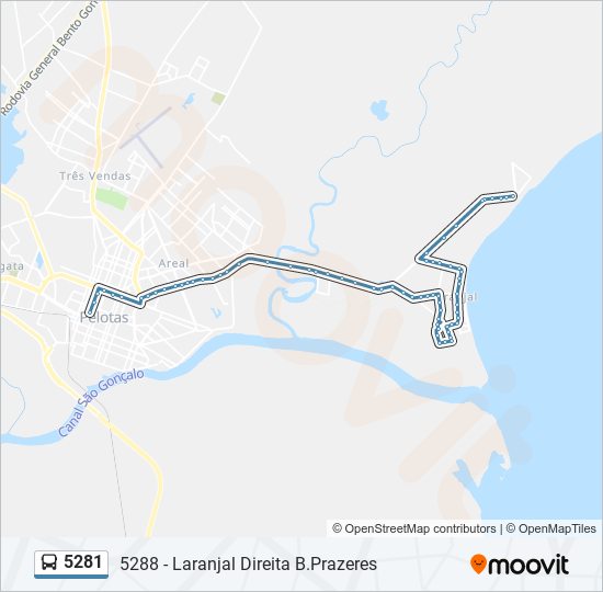 Mapa da linha 5281 de ônibus