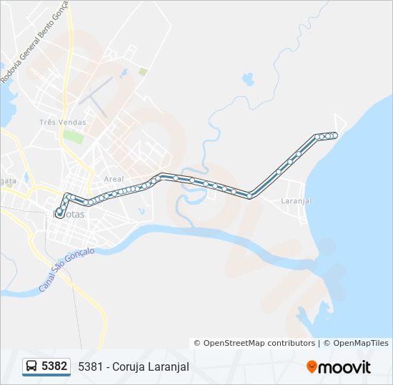 Mapa da linha 5382 de ônibus