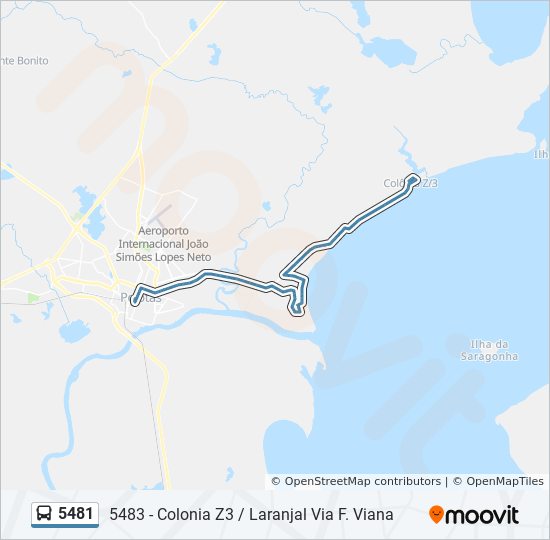 Mapa da linha 5481 de ônibus