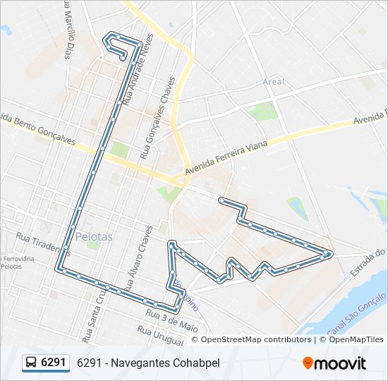 Mapa da linha 6291 de ônibus