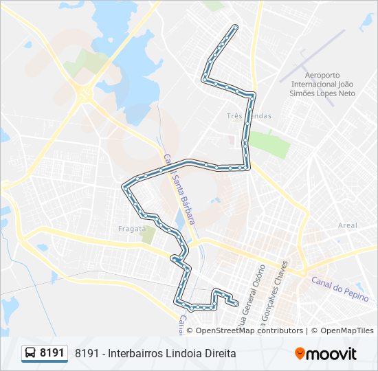 Mapa da linha 8191 de ônibus