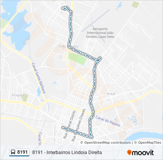 Mapa da linha 8191 de ônibus