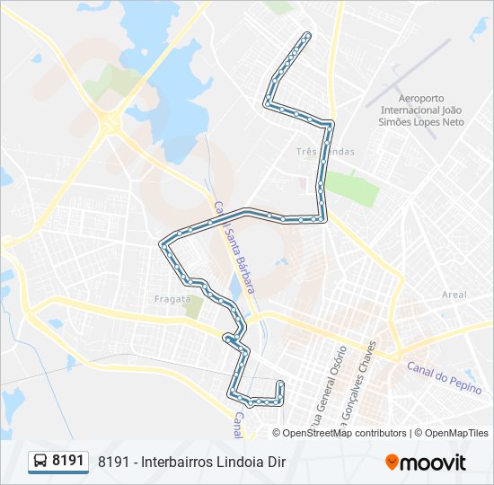 Mapa da linha 8191 de ônibus