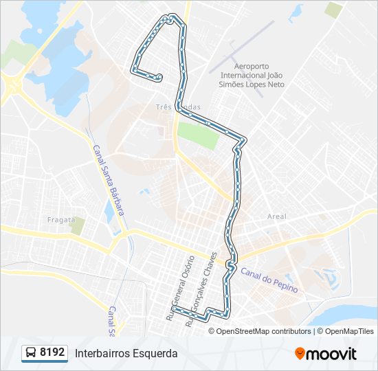 Mapa da linha 8192 de ônibus