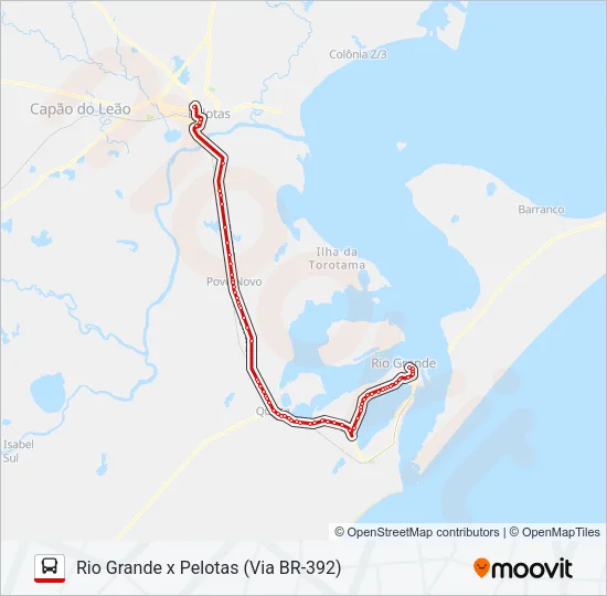 P271 RIO GRANDE X PELOTAS (VIA BR-392) Bus Line Map