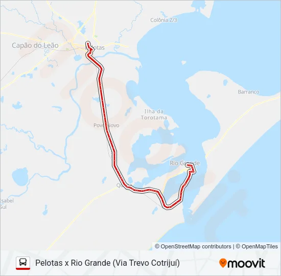 P220 PELOTAS X RIO GRANDE (VIA TREVO COTRIJUÍ) Bus Line Map