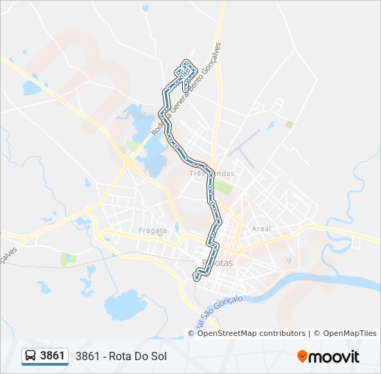Mapa da linha 3861 de ônibus