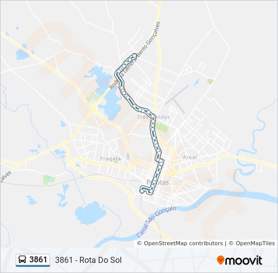 Mapa da linha 3861 de ônibus