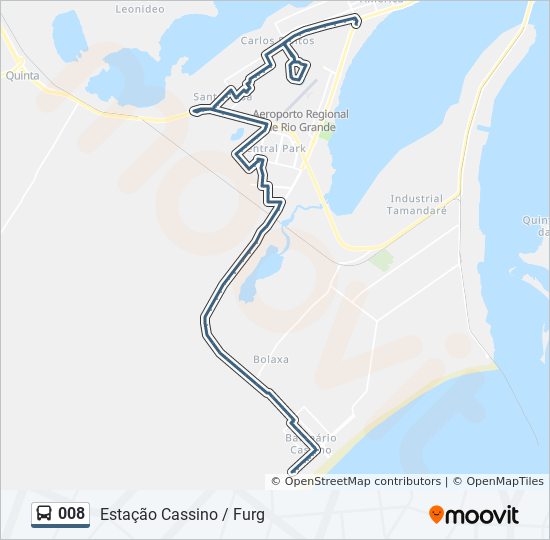 Mapa da linha 008 de ônibus