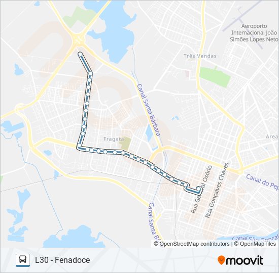Mapa da linha L30 de ônibus