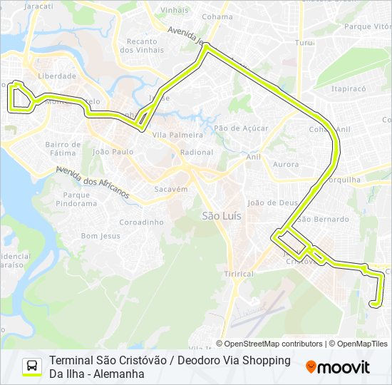 Mapa da linha T070 UEMA / IPASE de ônibus