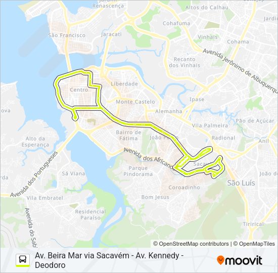 Mapa da linha 613 COHEB / FILIPINHO de ônibus