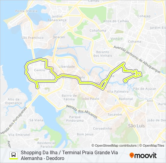 Mapa da linha T057 BEQUIMÃO / IPASE de ônibus