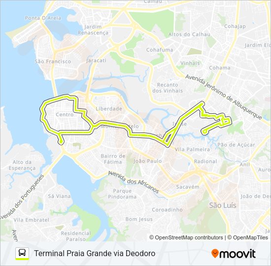Mapa da linha T057 BEQUIMÃO / IPASE de ônibus