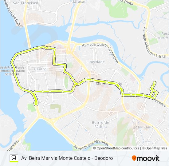 Mapa da linha 204 ALEMANHA / DEODORO de ônibus